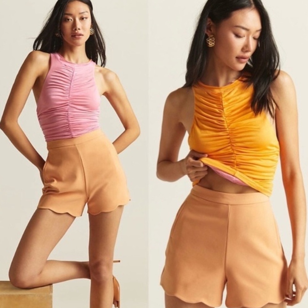 🛍️Pilcro Anthropologie Ruched Reversible Tank XL pink/orange